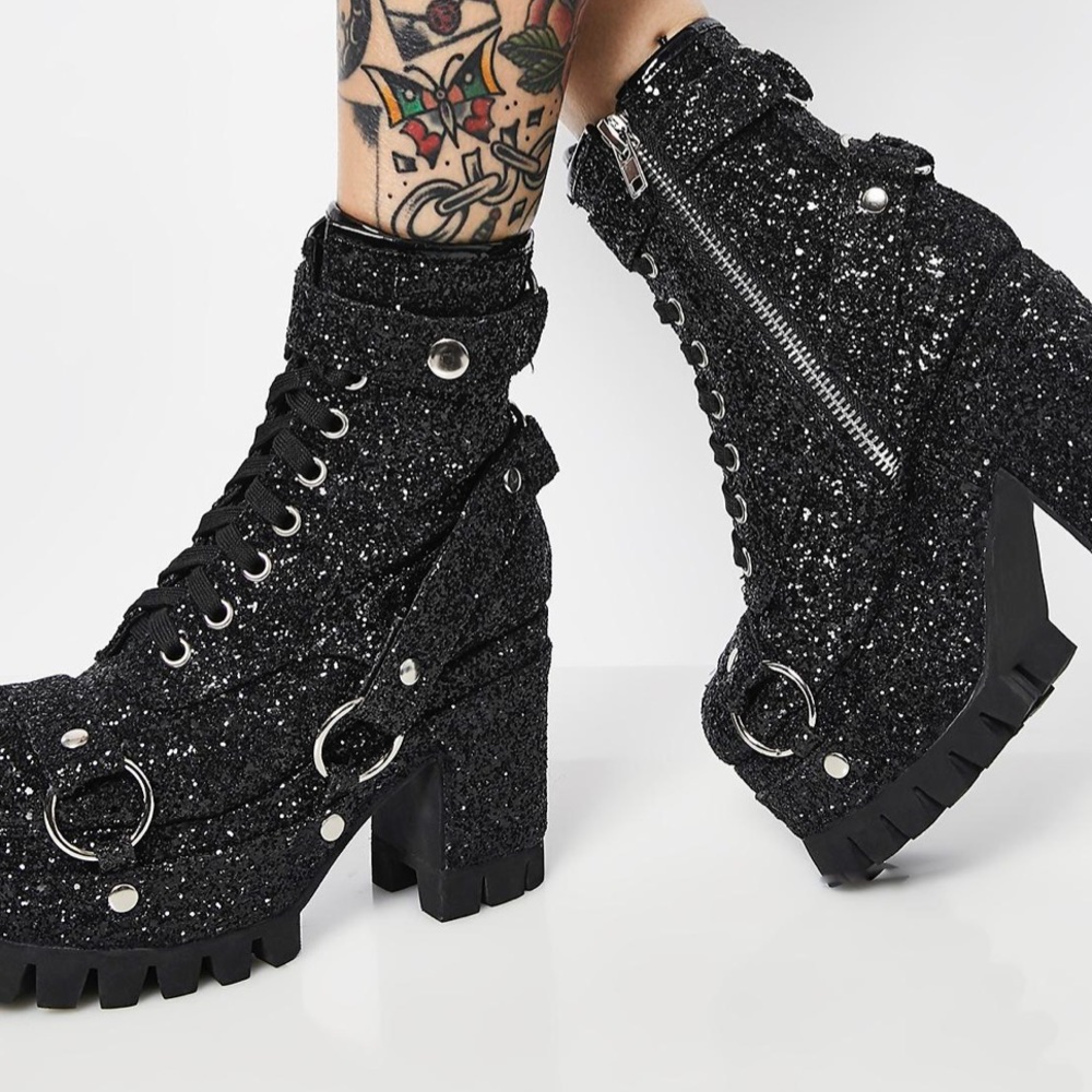 Current Mood glitter harness boots